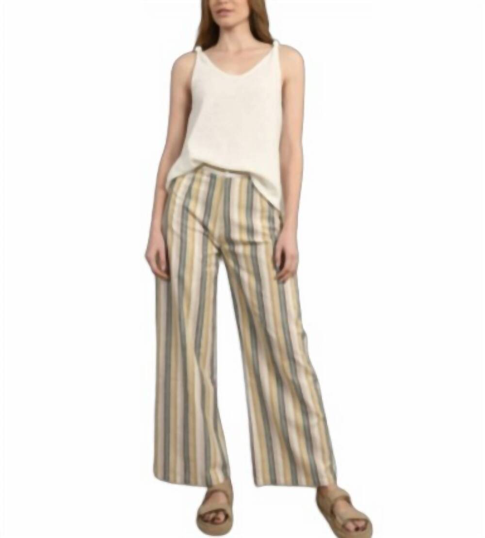 NEW MOLLY BRACKEN stripe woven pants in khaki clemence